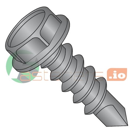 Newport Fasteners Self-Drilling Screw, #8 x 3/4 in, Black Oxide 410 Stainless Steel Flange Hex Head 5000 PK 593504
